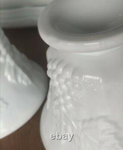 Indiana Glass Company Colony White Milk Glass Grape 23 pc Snack Sets UNUSED