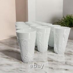 Indiana Harvest Grape Milk Glass Tumblers Colony Iced Tea Water Glasses Set 17pc