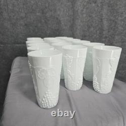 Indiana Harvest Grape Milk Glass Tumblers Colony Iced Tea Water Glasses Set 17pc
