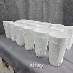 Indiana Harvest Grape Milk Glass Tumblers Colony Iced Tea Water Glasses Set 17pc