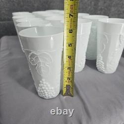 Indiana Harvest Grape Milk Glass Tumblers Colony Iced Tea Water Glasses Set 17pc