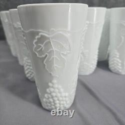 Indiana Harvest Grape Milk Glass Tumblers Colony Iced Tea Water Glasses Set 17pc