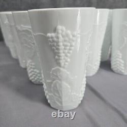 Indiana Harvest Grape Milk Glass Tumblers Colony Iced Tea Water Glasses Set 17pc