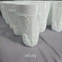 Indiana Harvest Grape Milk Glass Tumblers Colony Iced Tea Water Glasses Set 17pc