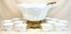 Indiana Lancaster Colony Milk Glass 1549 Golden Harvest Grape Punch Bowl Set