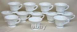 Indiana Lancaster Colony Milk Glass 1549 Golden Harvest Grape Punch Bowl Set