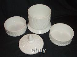 Indiana Milk Glass Diamond Point Apothecary Style Stacking Candy Dish 13