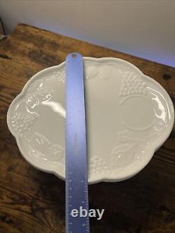 Indiana Milk Glass White Harvest Grape Snack Luncheon Cup & Plate Set Of 10