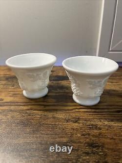 Indiana Milk Glass White Harvest Grape Snack Luncheon Cup & Plate Set Of 10