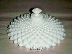 Indiana Milk White Glass Cover LID Sawtooth Diamond Point ID 8 Hexagon Knob