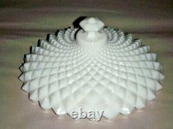 Indiana Milk White Glass Cover LID Sawtooth Diamond Point ID 8 Hexagon Knob