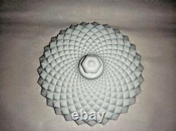 Indiana Milk White Glass Cover LID Sawtooth Diamond Point ID 8 Hexagon Knob