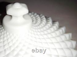 Indiana Milk White Glass Cover LID Sawtooth Diamond Point ID 8 Hexagon Knob