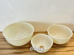 Ivory Mix Fire King Set with Box White Salt and Pepper Shakers Jars Mixing bowls