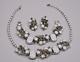Juliana White Milkglass & Black Diamond Overwire Necklace Bracelet Earrings Set