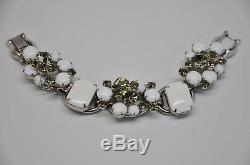 JULIANA White Milkglass & Black Diamond Overwire Necklace Bracelet Earrings Set