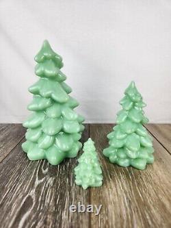 Jadeite Green Glass Christmas Trees Set of 3 Green Milk Glass Christmas Decor