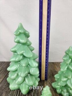 Jadeite Green Glass Christmas Trees Set of 3 Green Milk Glass Christmas Decor