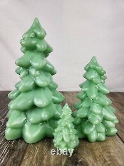 Jadeite Green Glass Christmas Trees Set of 3 Green Milk Glass Christmas Decor