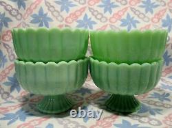 Jadeite Green Glass Ice Cream or Dessert Dishes x 4 in Excellent Condition