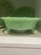 Jadeite Green Milk Glassthree Footed Bowl With Butterflies And Berries Pattern