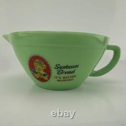 Jadeite Green Opaque Milk Glass Sunbeam Bread Advertising Batter Bowl