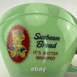 Jadeite Green Opaque Milk Glass Sunbeam Bread Advertising Batter Bowl