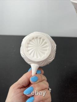 Jeanette Feather Pattern Shell Pink Milk Glass Punch Set Bowl Base & 12 Cups