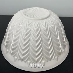 Jeanette Feather Pattern Shell Pink Milk Glass Punch Set Bowl Base & 12 Cups