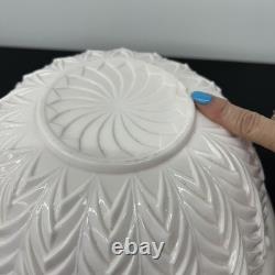 Jeanette Feather Pattern Shell Pink Milk Glass Punch Set Bowl Base & 12 Cups