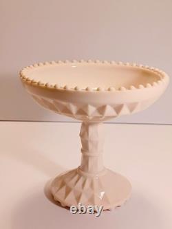 Jeanette Shell Pink Milk Glass Pitcher, 4 Glasses, & Compote