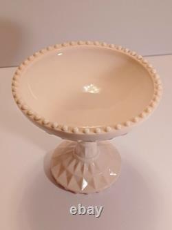 Jeanette Shell Pink Milk Glass Pitcher, 4 Glasses, & Compote