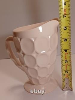 Jeanette Shell Pink Milk Glass Pitcher, 4 Glasses, & Compote