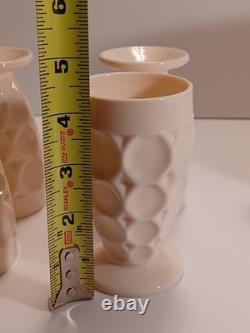 Jeanette Shell Pink Milk Glass Pitcher, 4 Glasses, & Compote