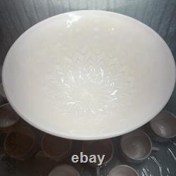 Jeannette Feather Shell Pink Milk Glass Punch Bowl Set 12 cups Vtg 1950's