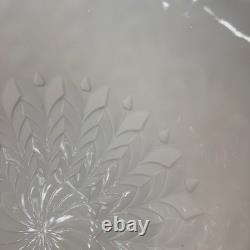 Jeannette Feather Shell Pink Milk Glass Punch Bowl Set 12 cups Vtg 1950's