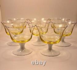 Johansfors Mid Century Modern Sweden Champagne Pale Yellow Milk Glass Stems (8)