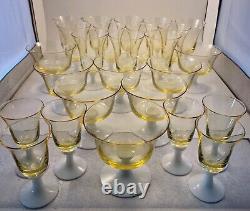 Johansfors Mid Century Modern Sweden Champagne Pale Yellow Milk Glass Stems (8)