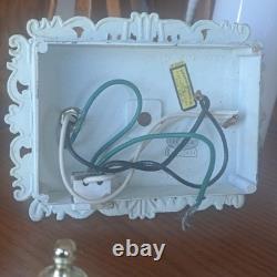 John Virden Company 2 White Tole & Milk Glass Cylinders Electric Wall Sconces
