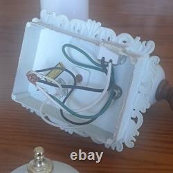 John Virden Company 2 White Tole & Milk Glass Cylinders Electric Wall Sconces