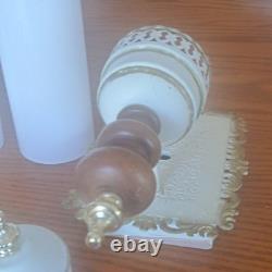 John Virden Company 2 White Tole & Milk Glass Cylinders Electric Wall Sconces