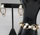 Juliana White Milk Glass Bracelet & Screw Back Earrings Rhinestone 6.75 Vintage