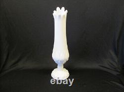 KANAWAH Glass Moon and Star Pattern SWUNG STRETCH VASE Milk Glass White Vintage