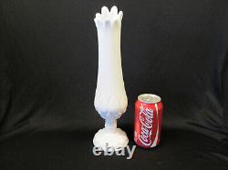 KANAWAH Glass Moon and Star Pattern SWUNG STRETCH VASE Milk Glass White Vintage