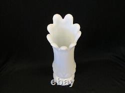 KANAWAH Glass Moon and Star Pattern SWUNG STRETCH VASE Milk Glass White Vintage