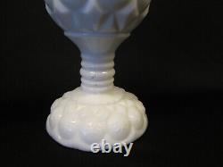 KANAWAH Glass Moon and Star Pattern SWUNG STRETCH VASE Milk Glass White Vintage