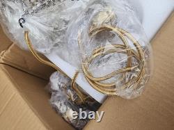 KCO 2 Pack Mid Century Modern Gold White Milk Glass Pendant Lights Brass