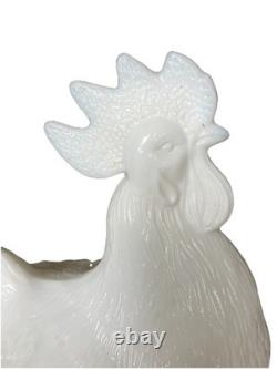 Kanawha White Milk Glass Rooster Covered Dish 9 Kanawha White Milk Glass Rooster Covered Dish 9
