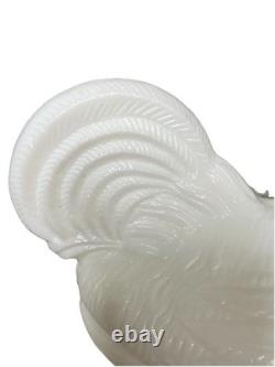 Kanawha White Milk Glass Rooster Covered Dish 9