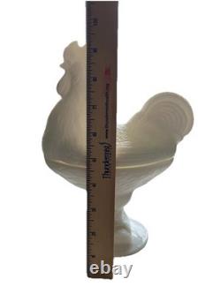 Kanawha White Milk Glass Rooster Covered Dish 9